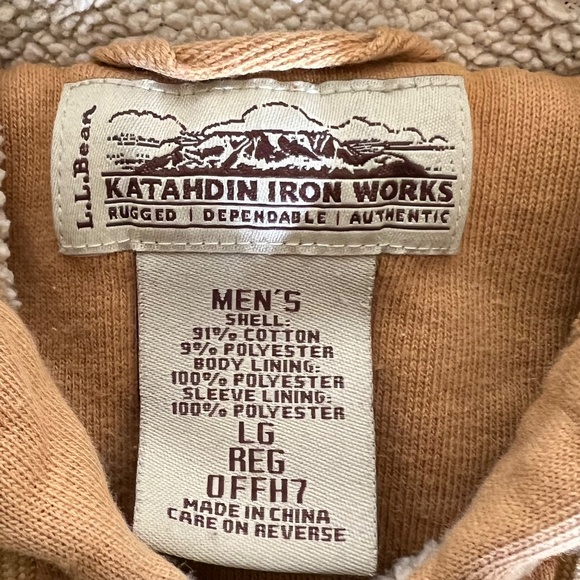 LL Bean Katahdin Iron Works Heavy Duty Sherpa Lined Full Zip Hoodie Jacket Large - Picture 3 of 6